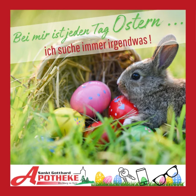 Das Team der St. Gotthard Apotheke wünsch euch ein schönes Osterwochenende. 

 #stammapotheke #stgotthardapothekekirchberg #pta #kirchbergimwald #landkreisregen #apothekerin #apothekevorort #niederbayern #PKA #apotheke #ostern