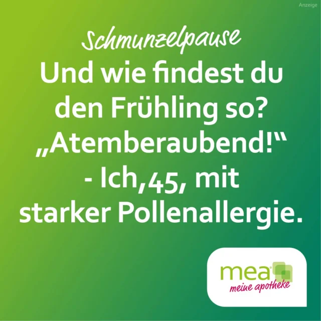 Endlich Frühling, es ist länger hell, die Temperaturen steigen, die Natur wacht auf und die ersten Blumen blühen in bunten Farben. Doch für viele bedeutet das auch rote Augen, eine triefende Nase und Juckreiz. Wie ist das bei dir? Komm bei uns in der Apotheke vorbei. Wir beraten dich gerne. 

#Pollenallergie #Frühling #measchmunzelpause
 #stammapotheke #stgotthardapothekekirchberg #pta #kirchbergimwald #landkreisregen #apothekerin #apothekevorort #niederbayern #PKA #apotheke